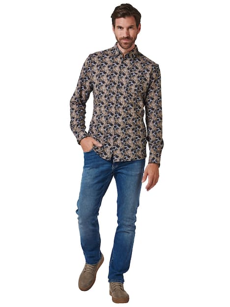 engbers Herren Langarm-Hemd gemustert , Braun