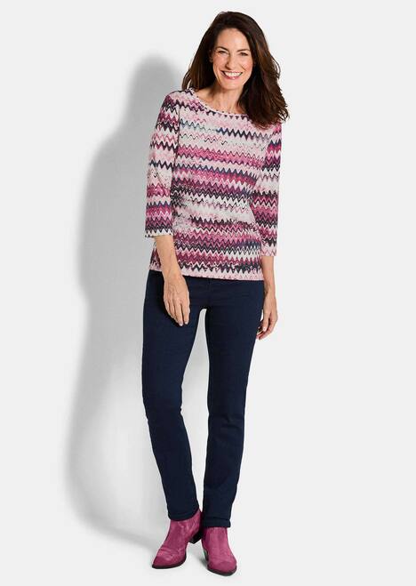 Halbarm-Viskosebluse, Zickzack-Design