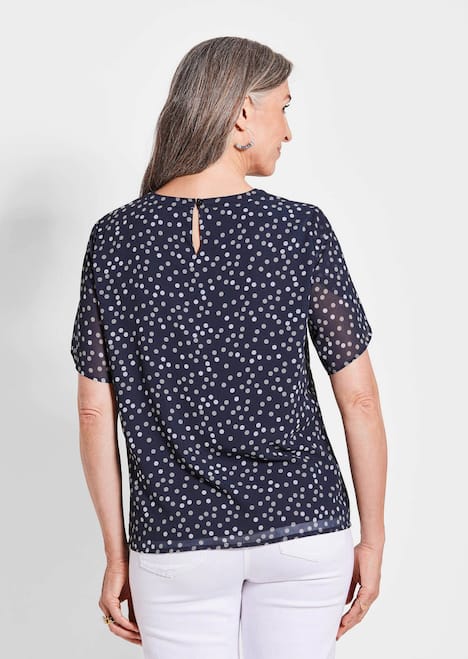 Chiffonbluse im Alloverprint, Rundhals