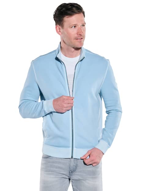 engbers Herren Sweatjacke mit Stehkragen , Hellblau
