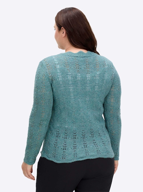 Woll-Mix-Pullover Langarm Jacquard Uni Ohne Kragen