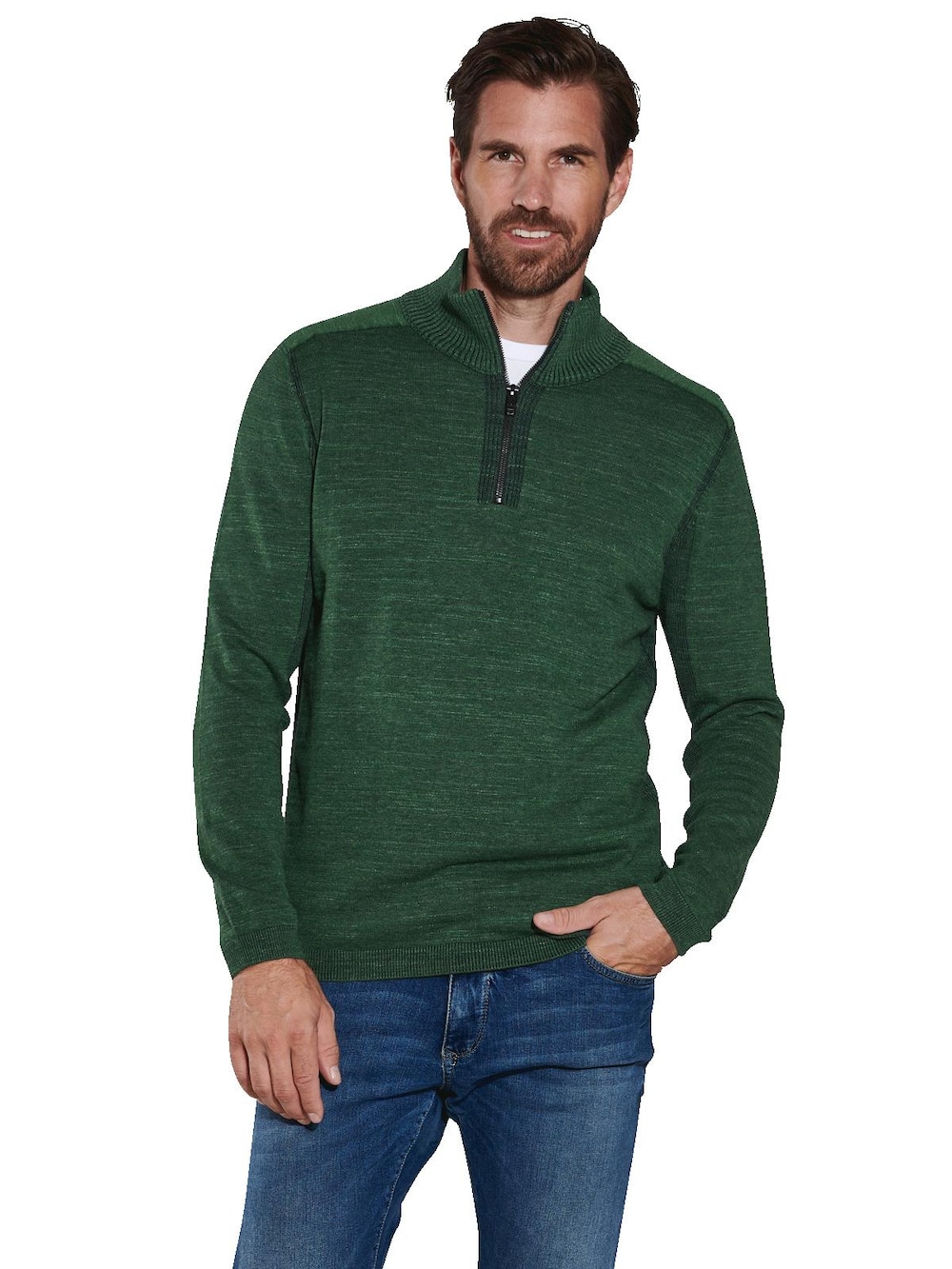 engbers Herren Pullover mit Troyerkragen , Gruen