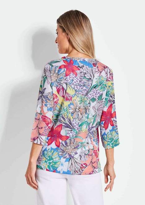 GOLDNER Blouse Kleurrijk gedessineerde blouse met mooie details