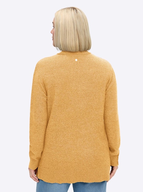 Pullover Langarm Jersey Uni Rollkragen