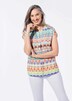 Kurzarm Printbluse für Damen multicolor