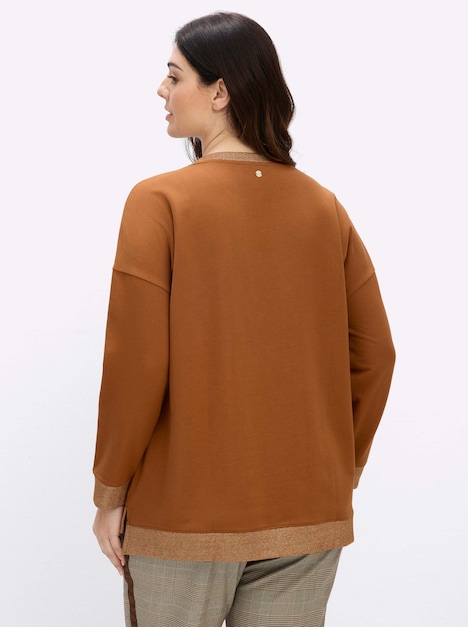Sweatshirt Sweatshirt mit Glitzer-Details Langarm Ohne Kragen