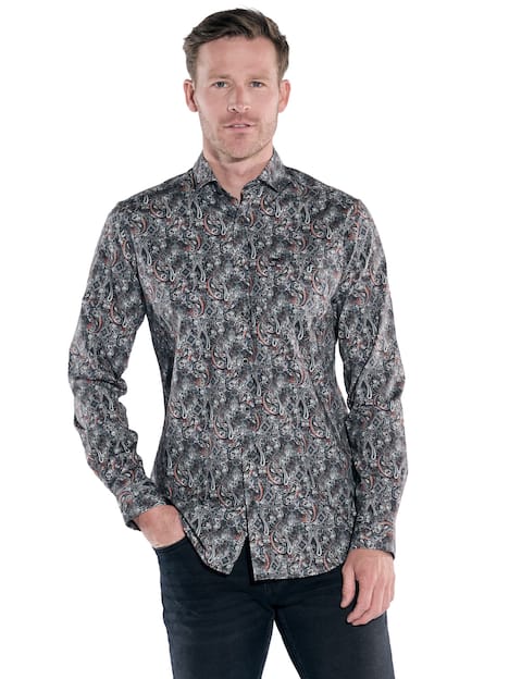 engbers Herren Langarm-Hemd gemustert , Oliv