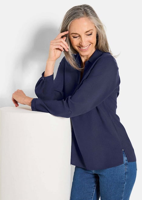 Zeitlose Viskosebluse mit Hemdkragen