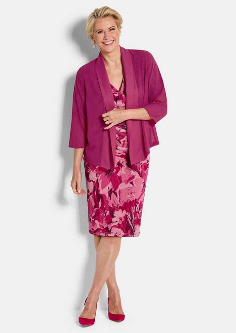 Blaue leichte Jacke mit Schalkragen, Halbarm