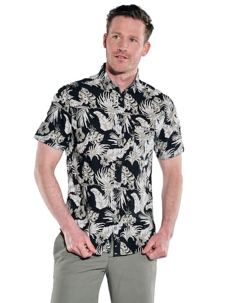 engbers Herren Kurzarm-Hemd gemustert , Oliv