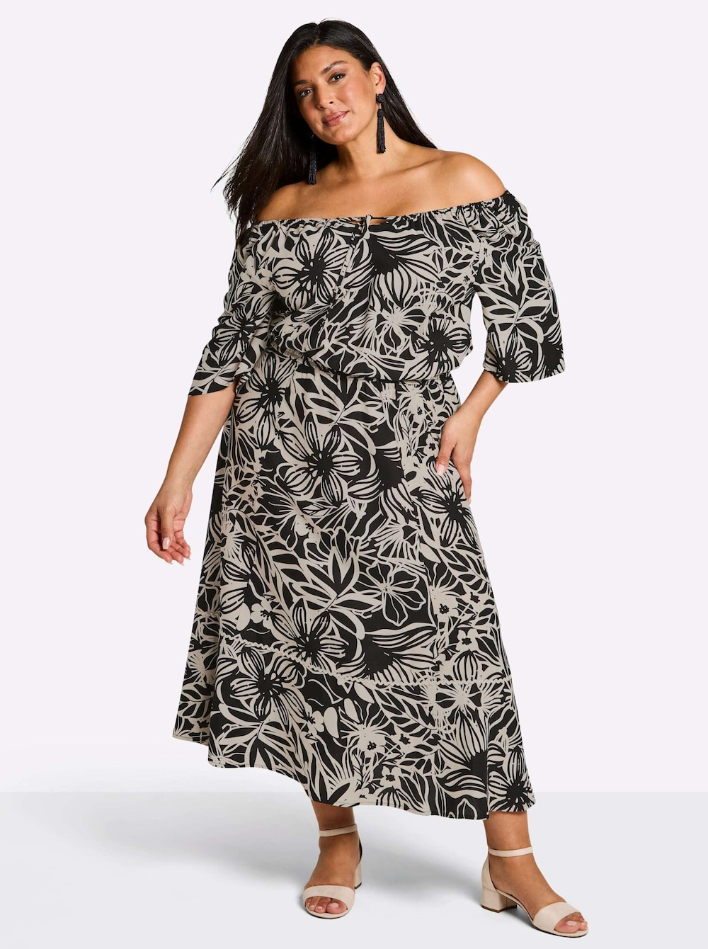 Maxikleid Kurzarm Ohne Kragen