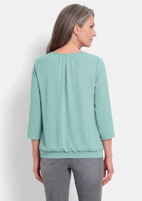 Chiffon-Shirt mit 3/4-Arm, Rundhals