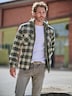 Herren Flanell-Overshirt , Oliv