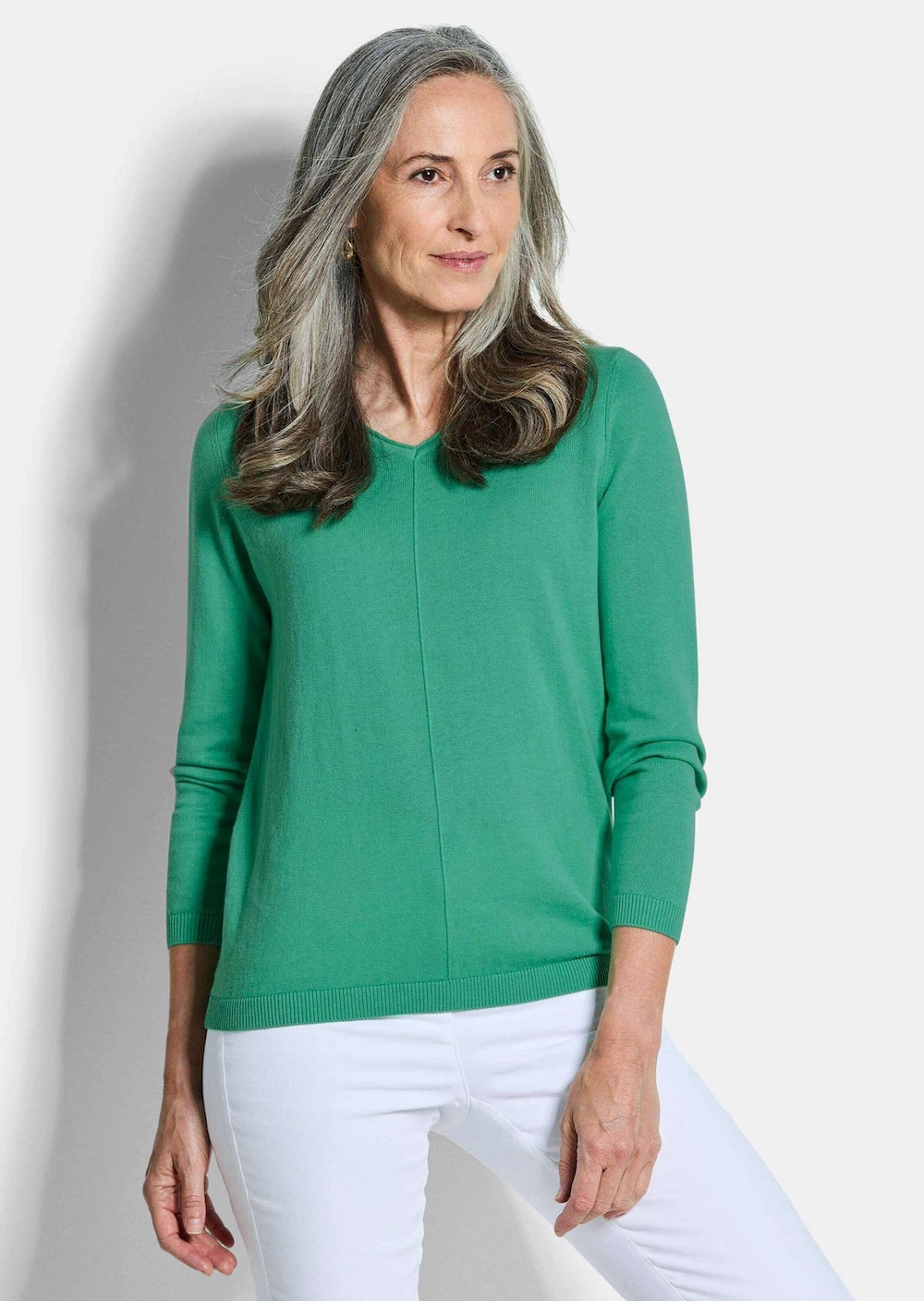 Baumwollpullover mit V-Ausschnitt