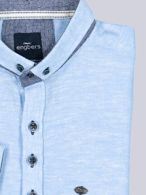engbers Herren Kurzarm-Hemd mit Leinenanteil , Brilliantblau