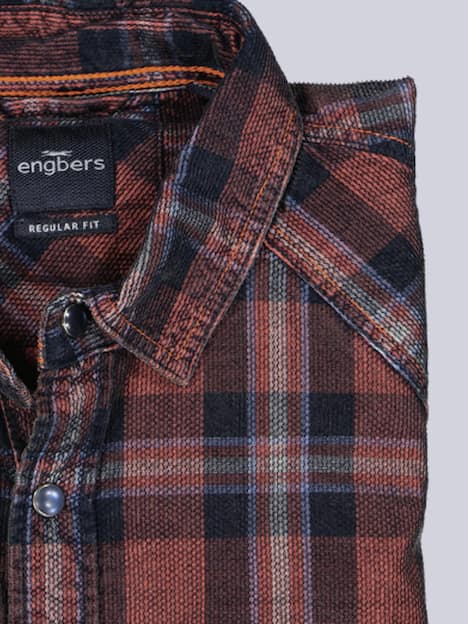 engbers Herren Langarm-Hemd kariert , Dunkelorange