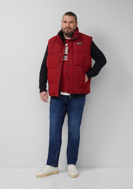 Baumwoll-Strickjacke mit Stehkragen und Logo-Patch