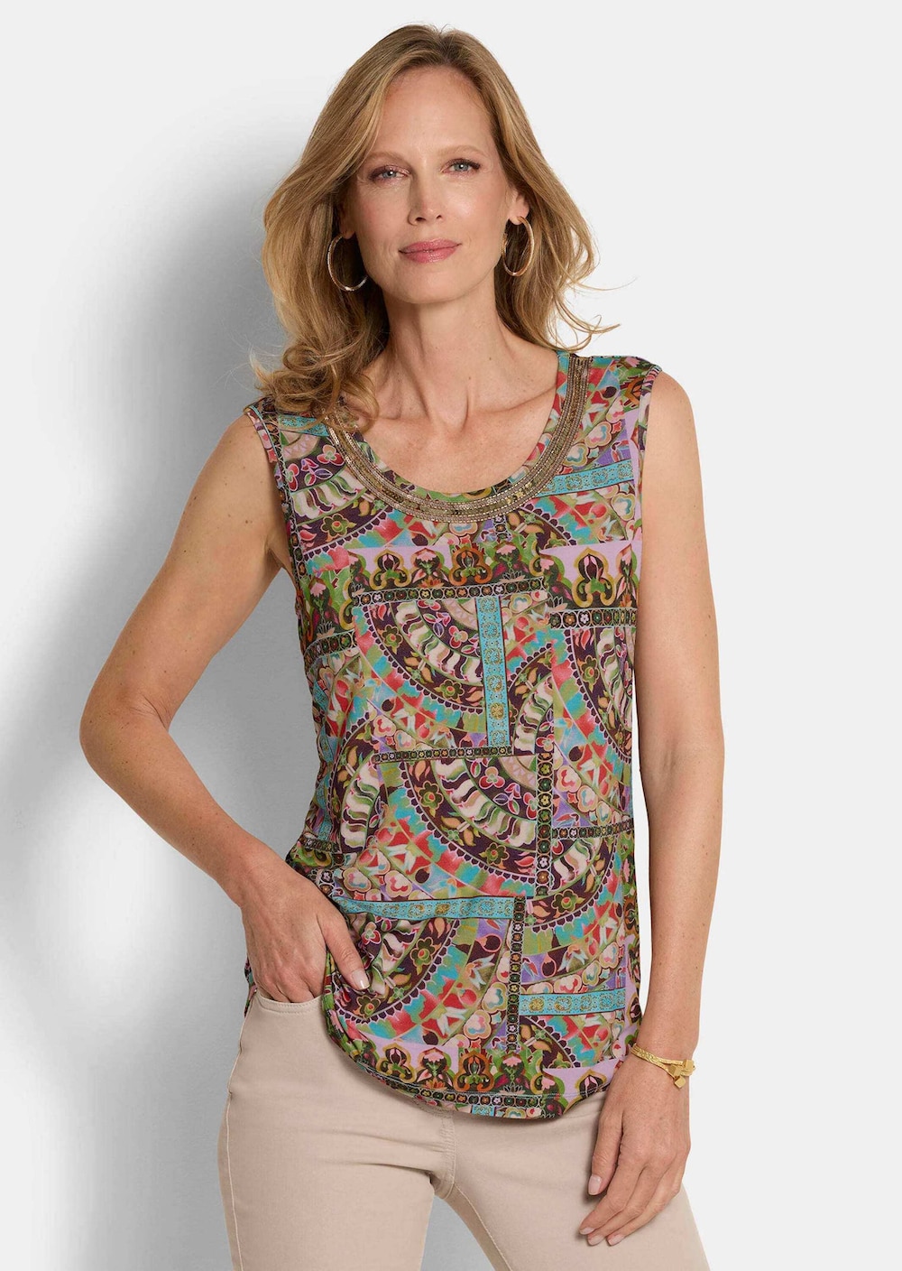 Viskoseshirt mit Muster-Mix