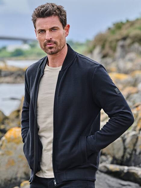 engbers Herren Sweatjacke strukturiert , Schwarz