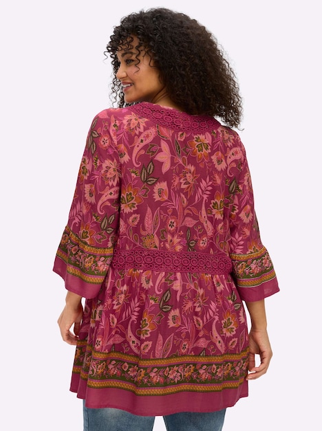 3/4-Arm-Bluse 3/4-Arm Ohne Kragen