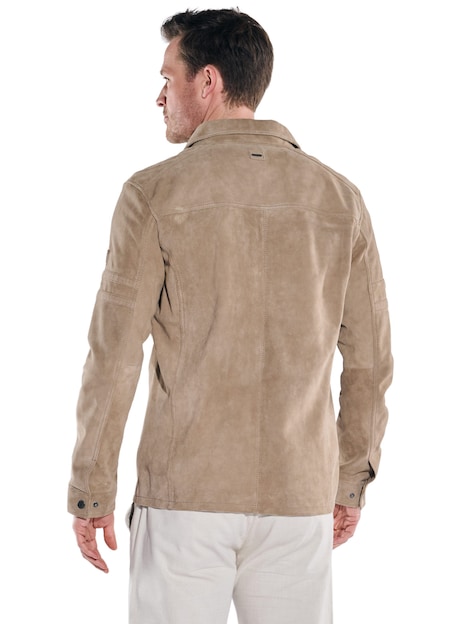 Herren Leichte Velourslederjacke , Beige