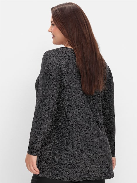 Longshirt Langarm Uni Ohne Kragen