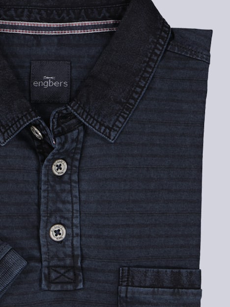 engbers Herren Polo-Shirt gestreift , Saphirblau