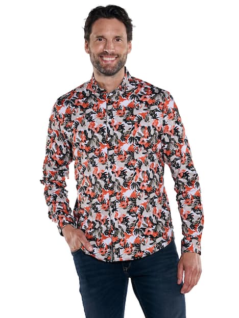 engbers Herren Langarm-Hemd gemustert , Orange