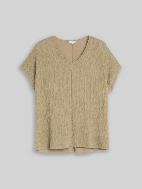 Loose Fit T-Shirt im Material-Mix