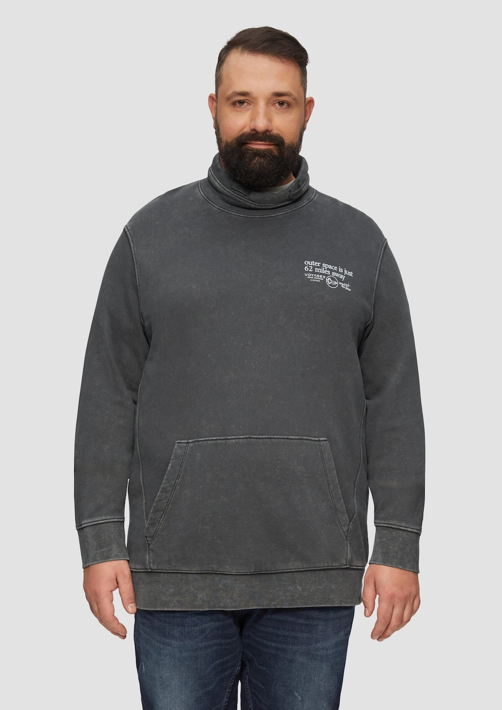 Strukturiertes Sweatshirt mit Stehkragen