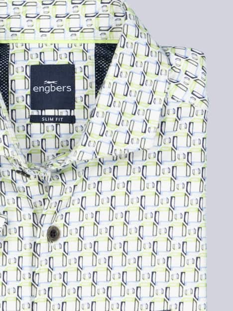 engbers Herren Kurzarm-Hemd gemustert , Hellgruen