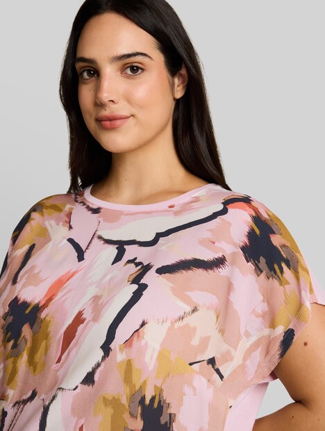T-Shirt im Material-Mix