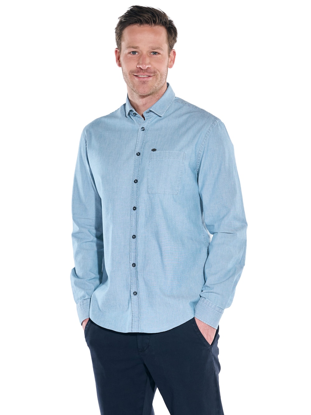 Herren Helles Jeanshemd , Mittelblau