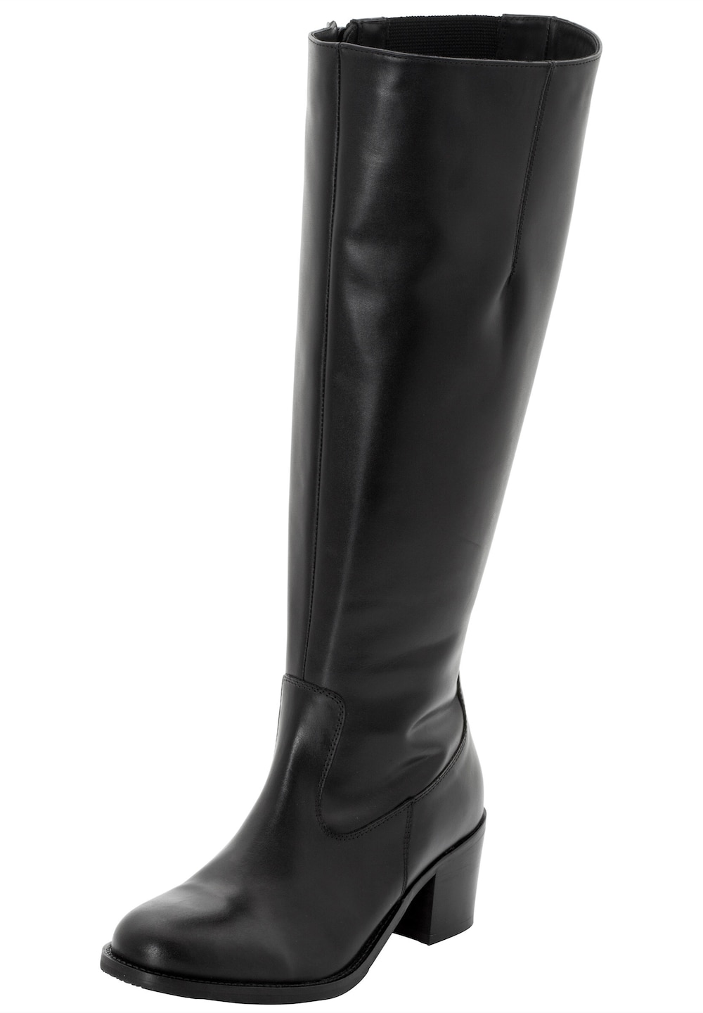 Weitschaftstiefel Weitschaftstiefel aus Leder, mit Stretch-Einsatz Uni