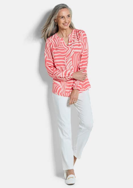 Grafische Viskosebluse mit Schlitz