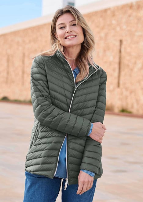 Herbstjacke mit Daunen, Stehkragen