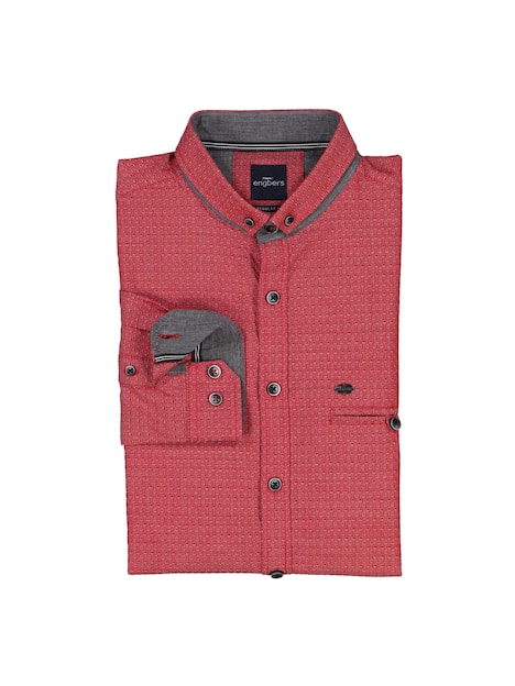 engbers Herren Langarm-Hemd strukturiert , Feuerrot