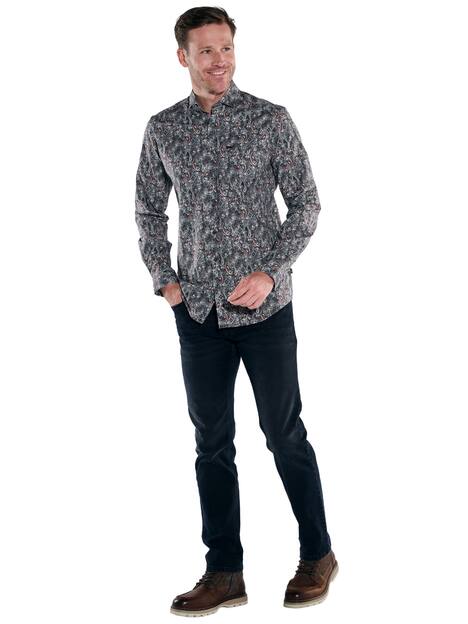 engbers Herren Langarm-Hemd gemustert , Oliv