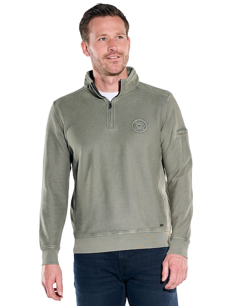 Herren Sweatshirt mit Stehkragen , Dunkelgruen