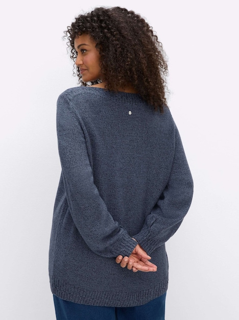 Langarm-Pullover Strickpullover mit U-Boot-Ausschnitt Langarm Ohne Kragen