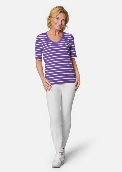 Shirt met ingewerkte strepen van zachte interlock