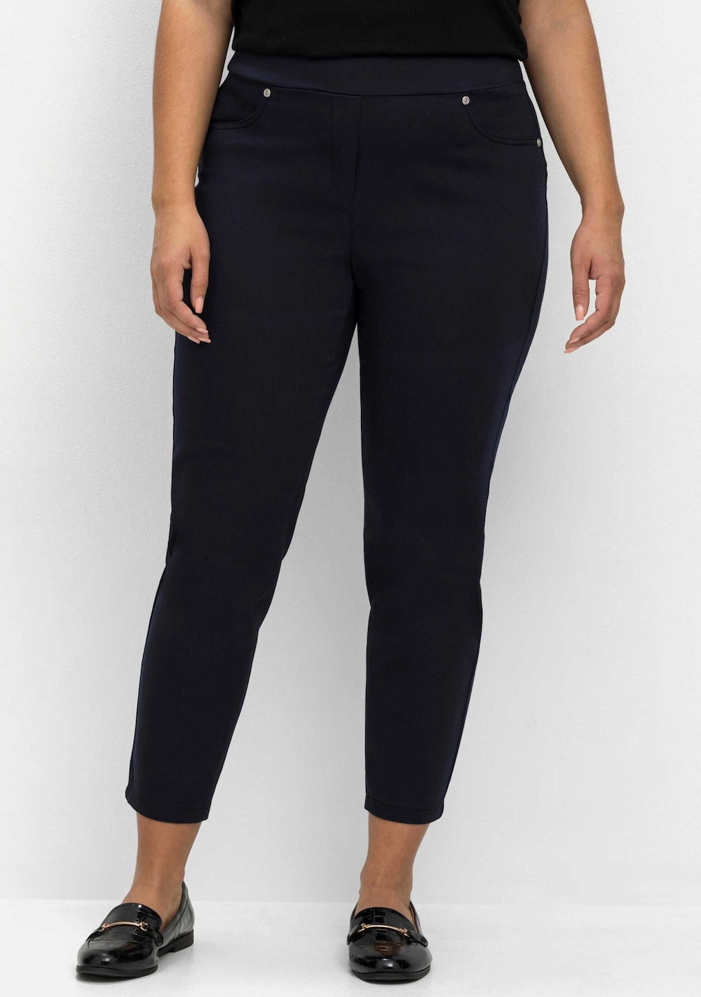 Schlupfhose 7/8-Hose mit Schlupfbund, schmale Form Rundumdehnbund Uni