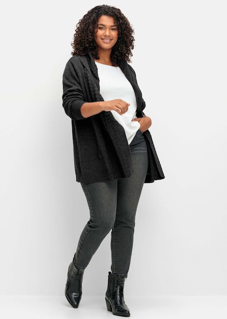 Cardigan Langarm Uni Mit Kapuze