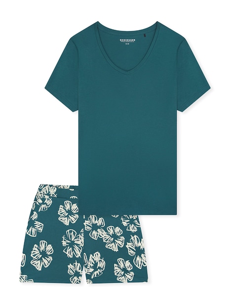 Schiesser Damen Pyjama Modern grün