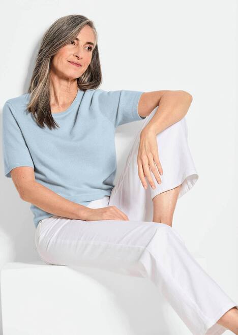 GOLDNER Pullover van kasjmier met ronde hals Pullover van kasjmier met korte mouwen en ronde hals