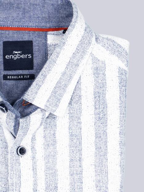 engbers Herren Langarm-Hemd strukturiert , Marineblau