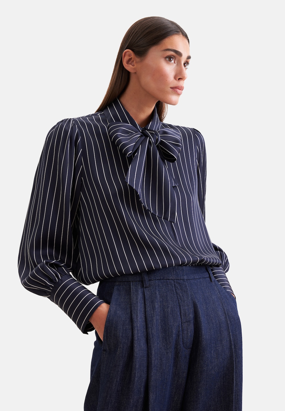 Damen Ausgestellte Bluse - Gestreift
