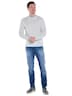 Herren Rundhals Pullover mit Rippstruktur , Hellgrau