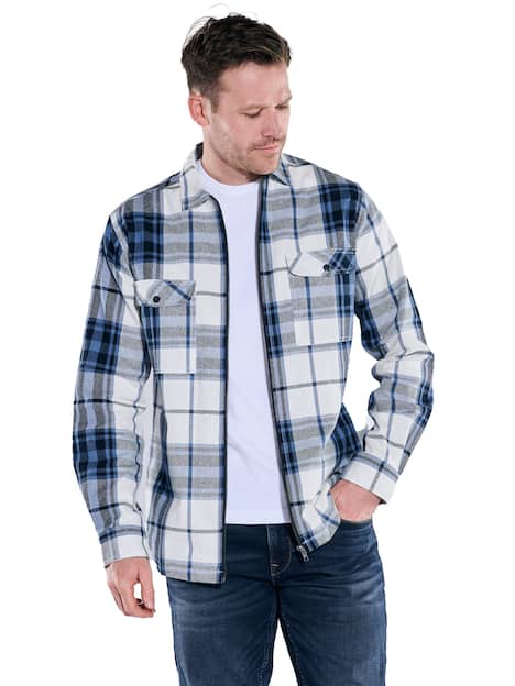 engbers Herren Overshirt kariert , Mittelblau