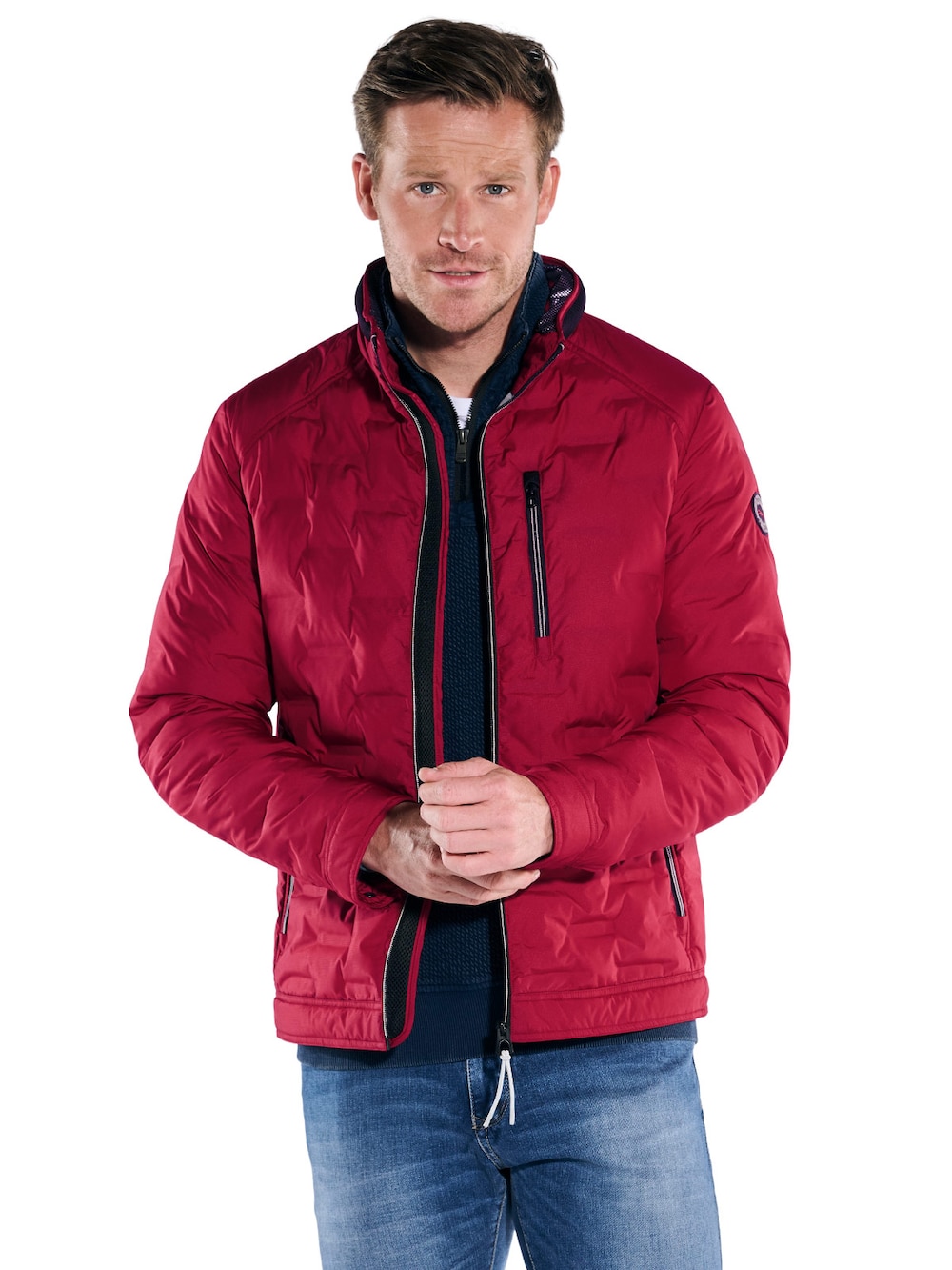 Herren Jacke mit dezenter Struktur , Rot